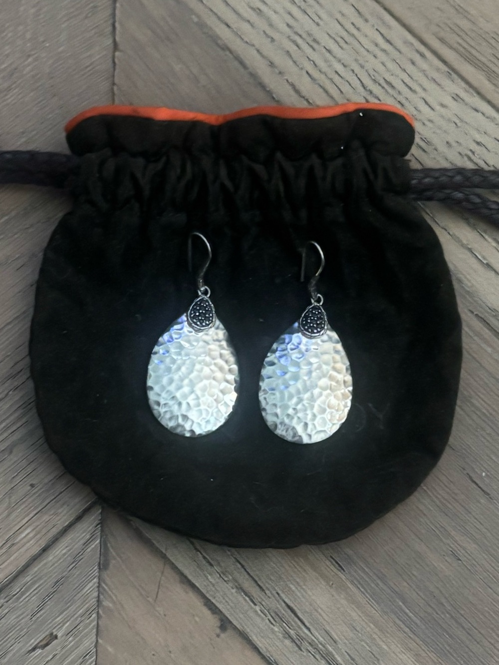 John Hardy Palu Hammered Sterling Silver 925 Teardrop Earrings